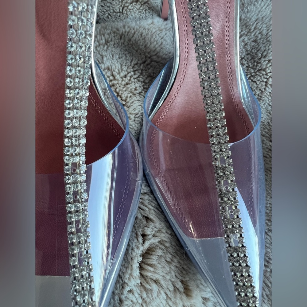 Amina Muaddi Ursina Crystal Strap Clear Pump in Pvc Transparent 37.5 FIRM PRICE - Picture 3 of 12